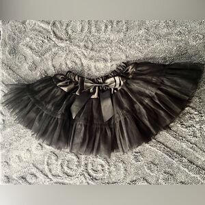 Popatu Black Layered Tulle Skirt with Satin Bow Waist